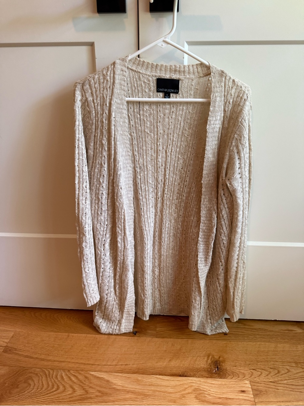 Cynthia Rowley Open-Front Cable Knit Summer Cardigan - Cream